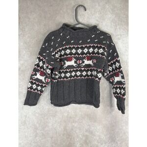 Kitestrings Kids 3T Fair Isle Reindeer Sweater Mock Neck Gray White Red‎